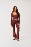 Pantalon Flare Jeanne Marron